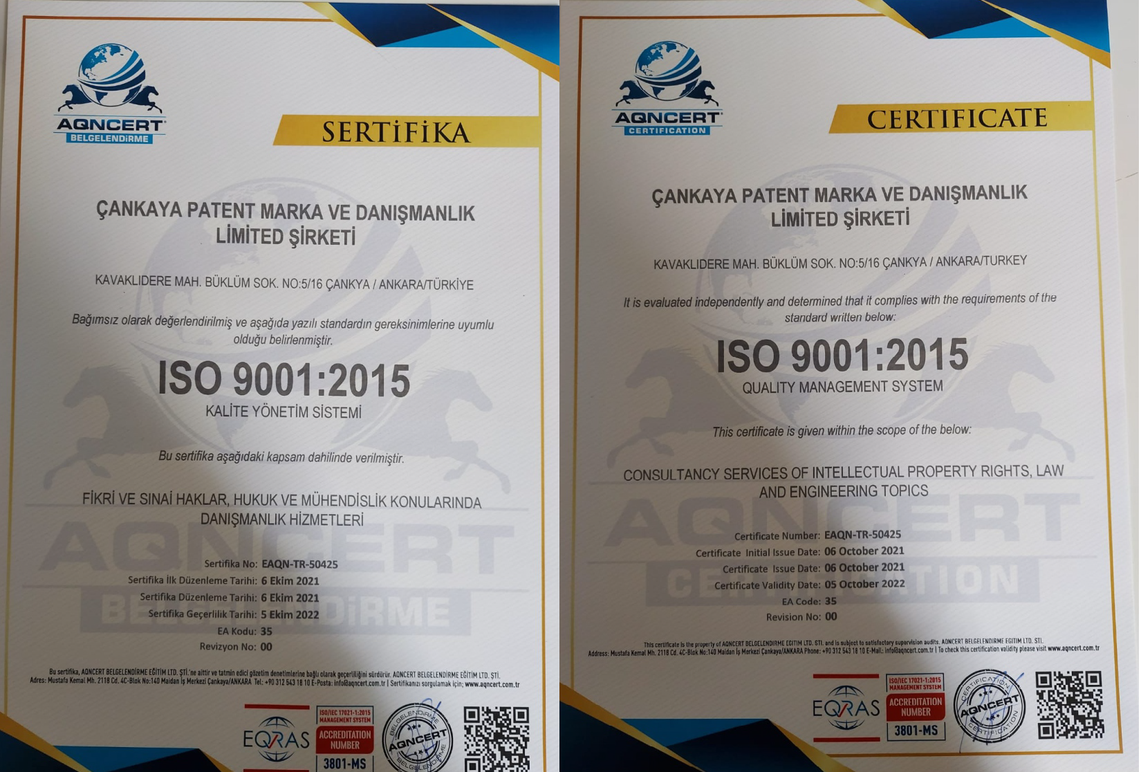 Kalite Yönetim Sistemi Sertifikası