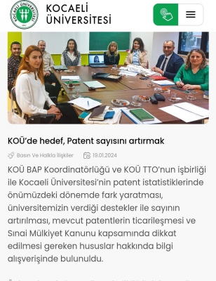 KOCAELİ ÜNİVERSİTESİ PATENT VERİMLİLİK TOPLANTISI
